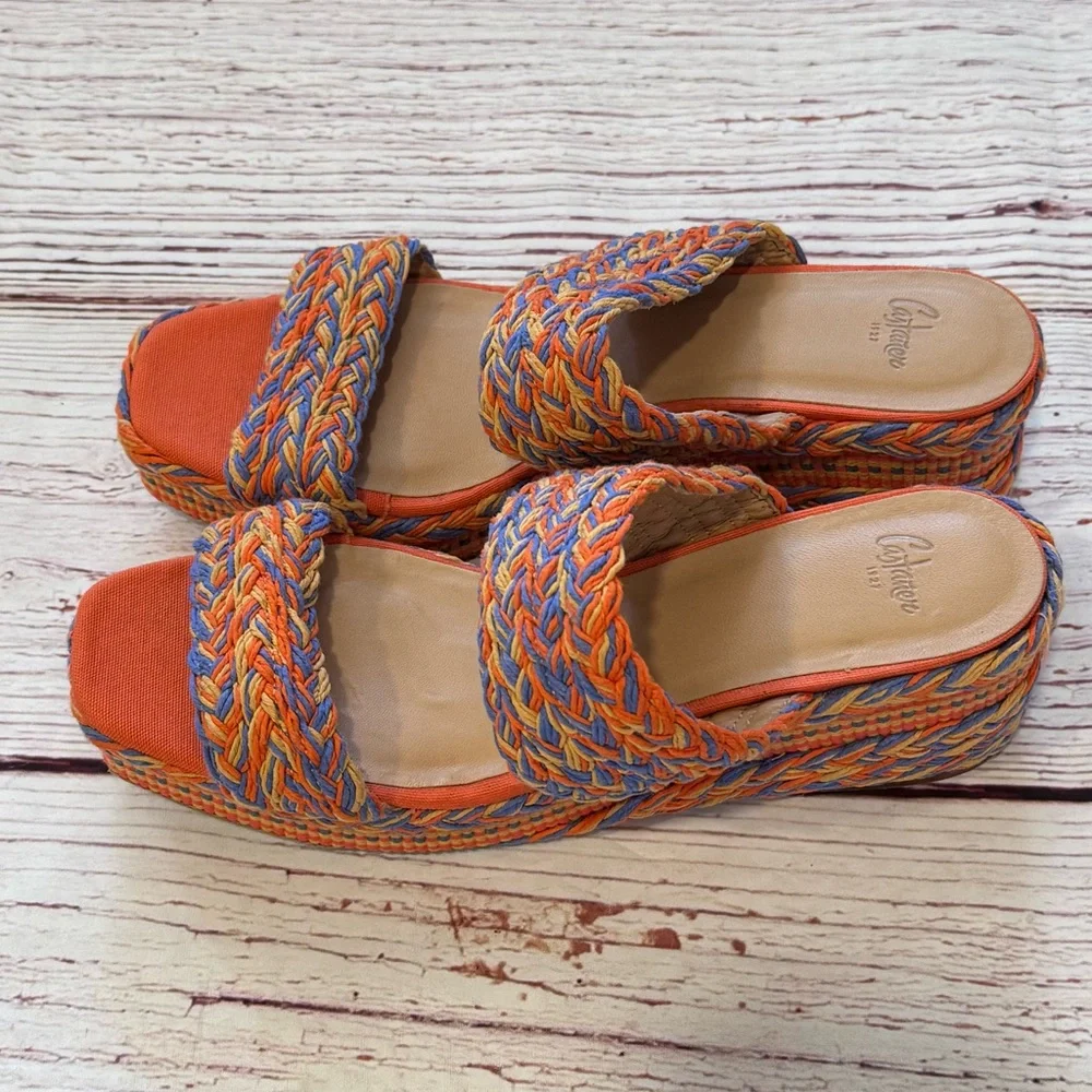 CASTANER Querima Espadrille Wedge Sandals in Naranja Multi Sz 40 Sz 10